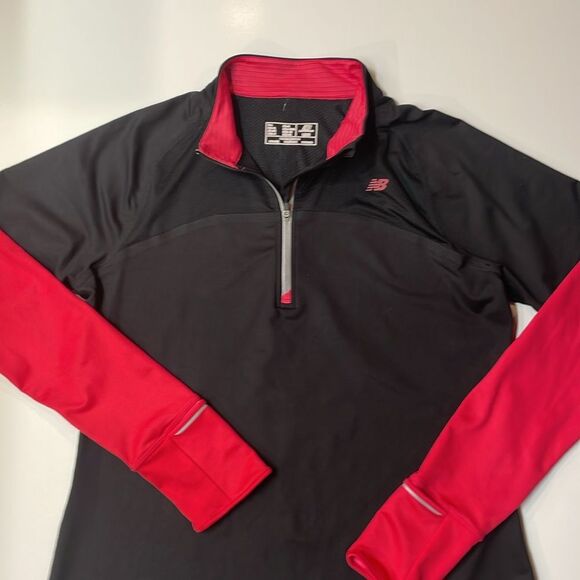 New Balance Black & Pink Quarter Zip Long Sleeve Athletic Pullover Sz XL - Picture 2 of 5